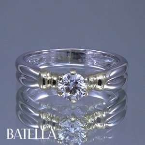0.40 Ct K/VVS1 EX Round Diamond Solitaire Engagement Ring 18k W & Y Gold Women's