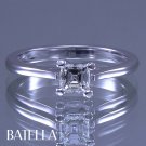 0.37 Carat H VS2 Asscher Cut Solitaire Diamond Engagement Ring 14k White Gold