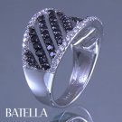 1.15 Carat Black & White E-F VVS2 EX Cut Round Diamonds Band Ring 14k White Gold
