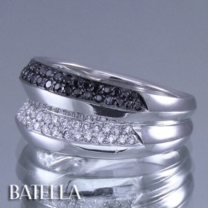 0.60 Carat Black & White E-F VVS2 EX Cut Round Diamonds Band Ring 14k White Gold