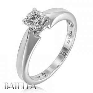 0.38 Ct D/SI2 EX Natural Round Diamond Solitaire Engagement Ring 18k White Gold