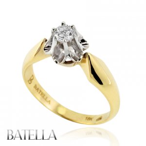 0.30 Carats H/VVS1 EX Round Cut Diamond Solitaire Engagement Ring 18k W & Y Gold