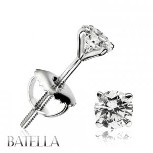 0.50 Ct H-I/VS2-SI1 EX Real Round Brilliant Diamond Stud Earrings 14k White Gold