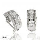 2.33 Ct D E/VVS2 VS1 Princess, Round Cut Diamonds Hoop Huggie Earrings 18k Gold