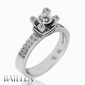 0.75 Ct I/SI2 EX Natural Round Cut Diamond Engagement Ring 14k White Gold Women