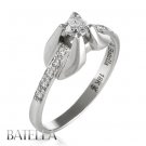 0.37 Ct H/VS1 Genuine Round Brilliant Cut Diamond Engagement Ring 18k White Gold