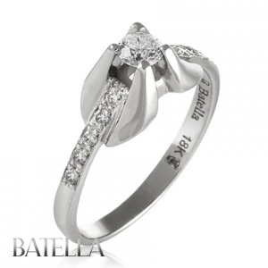 0.37 Ct H/VS1 Genuine Round Brilliant Cut Diamond Engagement Ring 18k White Gold