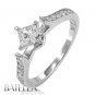 Certified 0.55 Ct F/SI1 EX Princess Cut Diamond Engagement Ring 18k White Gold