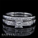 0.70 Carat D VS1 Princess & Round E-F Diamonds Engagement Ring 14k White Gold