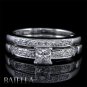 0.70 Carat D VS1 Princess & Round E-F Diamonds Engagement Ring 14k White Gold