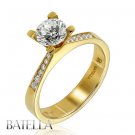1.14 Ct J/VVS2 EX Natural Round Diamond Engagement Ring 14k Yellow Gold Lady