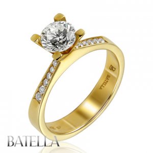 1.14 Ct J/VVS2 EX Natural Round Diamond Engagement Ring 14k Yellow Gold Lady
