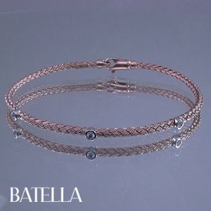 0.12 Ct H/VS1 EX Cut Natural Round Diamonds Bangle Bracelet 14k Rose Gold Ladies