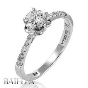 0.68 Ct F/VS1 EX Natural Round Brilliant Diamond Engagement Ring 14k White Gold