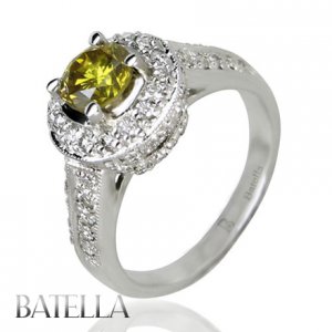 1.03 Ct Natural HPHT Fancy VVS2 Round Diamond Engagement Hallo Ring 18k W Gold