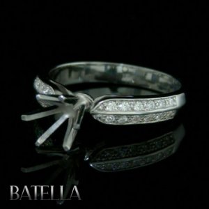 Semi Mount Mounting 0.26 Ct F-G/VVS2-VS1 Diamond Engagement Ring 18k White Gold