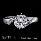 EGL Certified 1.10 Ct F/SI2 Round Twist Diamond Engagement Ring 18k White Gold