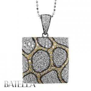 1.40 Ct E-F/SI 195 Round Diamonds Set In Pave Pendant & Necklace 18k W&Y&B Gold