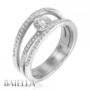 Criss Cross 0.75 Ct G/VVS2 Natural Round Diamond Engagement Ring 14k White Gold