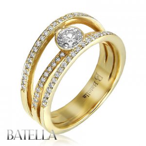 Criss Cross 0.74 Ct H/VS2 Natural Round Diamond Engagement Ring 14k Yellow Gold