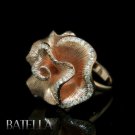 0.31 Carat G-H VVS2 Cocktail Flower Pave Round Diamonds Ring 18k Pink Gold Women