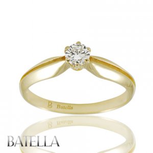0.22 Ct J/SI1 EX Natural Round Diamond Solitaire Engagement Ring 18k Yellow Gold