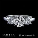 EGL Certified 1.83 Ct F/SI2 Round 3-Stone Diamond Engagement Ring 18k White Gold