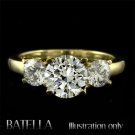 EGL Certified 1.83 Ct F/SI 3-Stone Round Diamond Engagement Ring 14k Yellow Gold