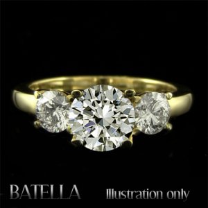 EGL Certified 1.83 Ct F/SI 3-Stone Round Diamond Engagement Ring 14k Yellow Gold