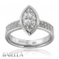 1.70 Ct E/SI2 Natural Marquise & Round Diamond Engagement Ring 18K White Gold
