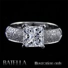 EGL Certified 1.56 Ct I I1 Princess, Round Pave Diamond Engagement Ring 14k Gold