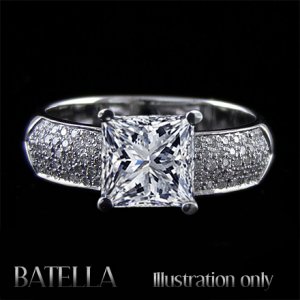 EGL Certified 1.56 Ct I I1 Princess, Round Pave Diamond Engagement Ring 14k Gold