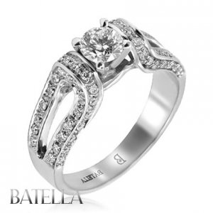 .82 Ct G/SI1 EX Set In Pave Natural Round Diamond Engagement Ring 18K White Gold