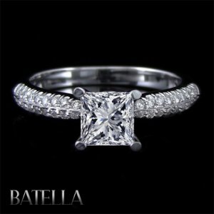 GIA Certified 1.21 Ct F SI Princess Round Diamond Engagement Ring 14K White Gold