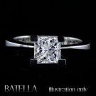 GIA 1.03 Carat F SI2 Princess Diamond Solitaire Engagement Ring 14k W Gold G.I.A
