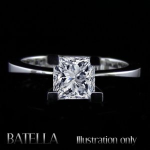 GIA 1.03 Carat F SI2 Princess Diamond Solitaire Engagement Ring 14k W Gold G.I.A