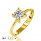 1.04 Ct H/SI2 Flower Round Cut Diamond Solitaire Engagement Ring 18k Yellow Gold