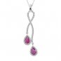 2 Ct Pink Tourmaline Gemstone & Natural Round Diamonds Pendant 14k White Gold
