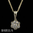 0.32 Ct E-F VVS2 Natural Pave Round Diamonds Pendant & Necklace 14k Yellow Gold