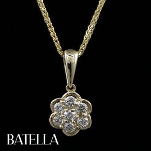 0.32 Ct E-F VVS2 Natural Pave Round Diamonds Pendant & Necklace 14k Yellow Gold
