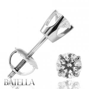 .72 Carats G-H VS1 SI1 Ex Natural Round Cut Diamond Stud Earrings 14k White Gold