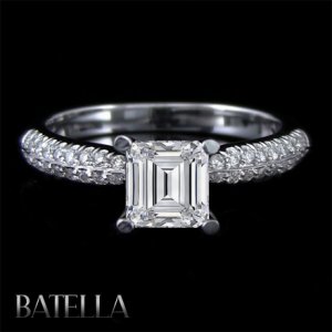 EGL Certified 1.09 Carat H/VS2/VG Emerald Diamond Engagement Ring 18k White Gold