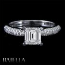EGL Certified 1.09 Ct H/VS2 Emerald Pave Diamond Engagement Ring 14k White Gold