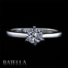Certified .50 Ct D/VS2 Natural Round Diamond Solitaire Ring 14K White Gold Lady
