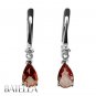 1.96 Ct Pear Red Garnet VVS2 Gemstone Round Diamond Drop Earrings 18k White Gold