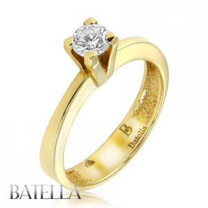 Cerfified 0.43 Ct F/SI2 Round Diamond Solitaire Engagement Ring 18k Yellow Gold