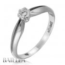 0.18 Ct H/SI1 EX Natural Round Diamond Solitaire Engagement Ring 18k White Gold