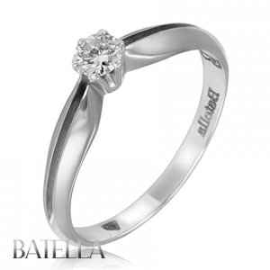 0.18 Ct H/SI1 EX Natural Round Diamond Solitaire Engagement Ring 18k White Gold