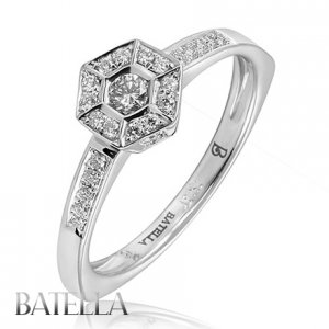 0.26 Carats HVVS2 EX Natural Round Cut Diamond Engagement Ring 18k White Gold
