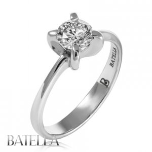 0.70 Ct F/SI2 EX Natural Round Diamond Solitaire Engagement Ring 18k White Gold